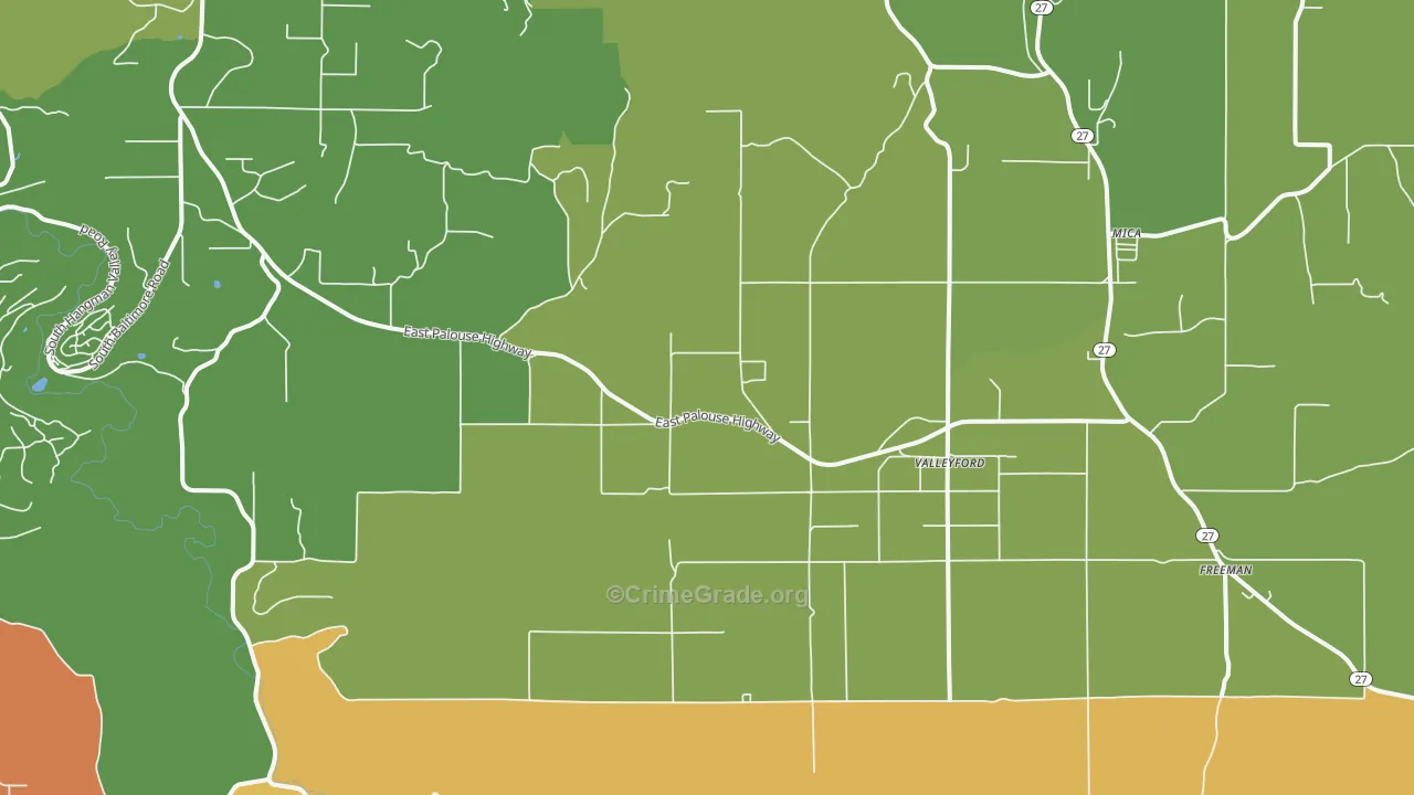 Valleyford, WA Map of Vandalism Rates