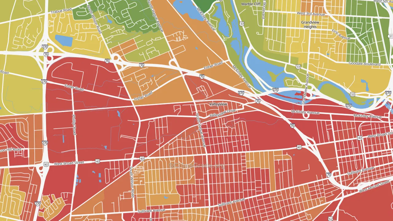 Valleyview, OH Map of Vandalism Rates