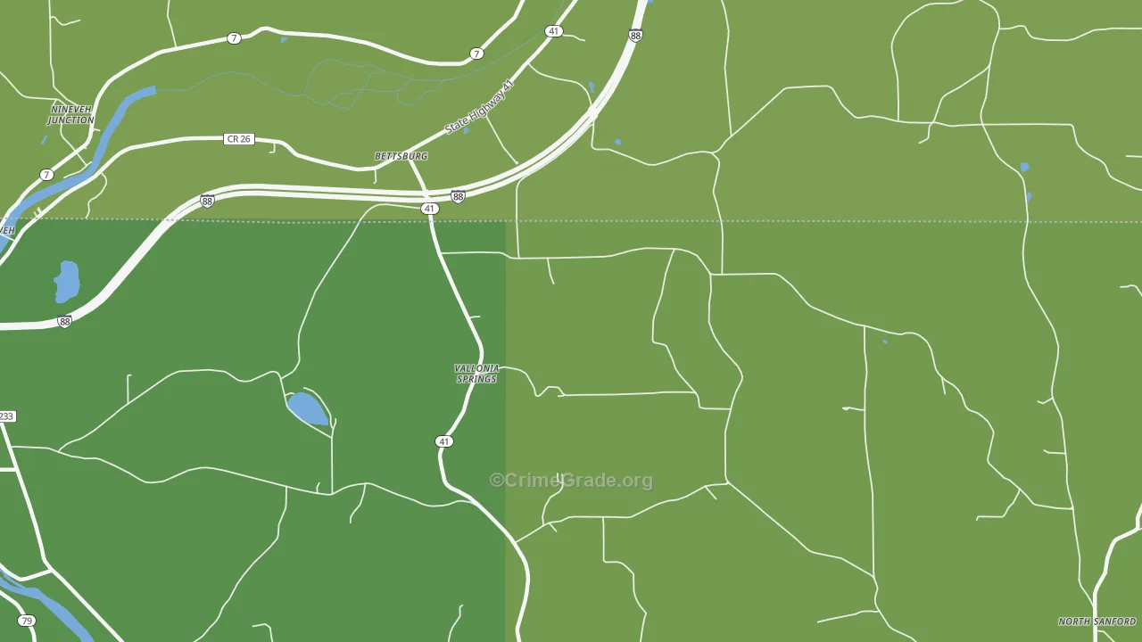 Vallonia Springs, NY Map of Vandalism Rates