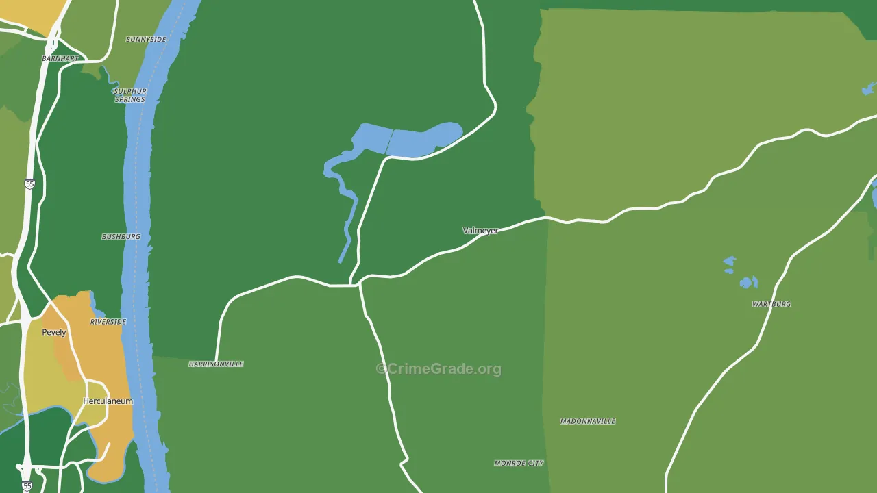 Valmeyer, IL Map of Vandalism Rates
