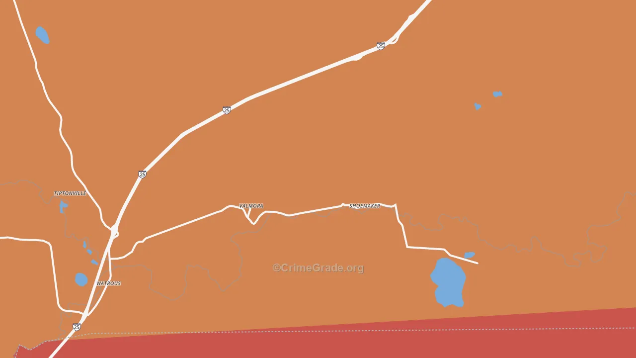Valmora, NM Map of Vandalism Rates