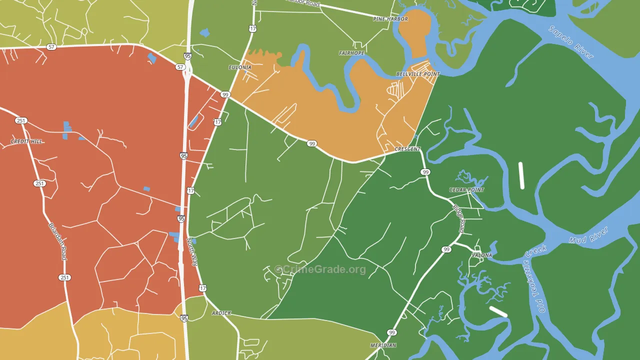 Valona, GA Map of Vandalism Rates