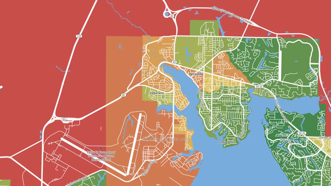 Valparaiso, FL Map of Vandalism Rates