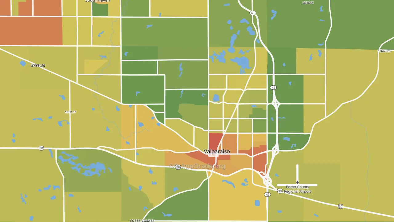 Valparaiso, IN Map of Vandalism Rates