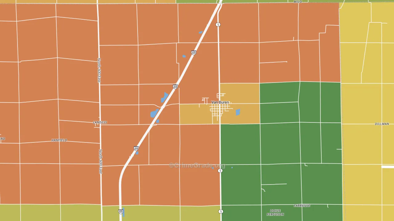 Van Buren, IN Map of Vandalism Rates
