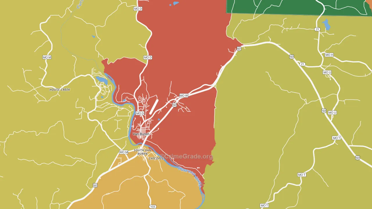 Van Buren, MO Map of Vandalism Rates