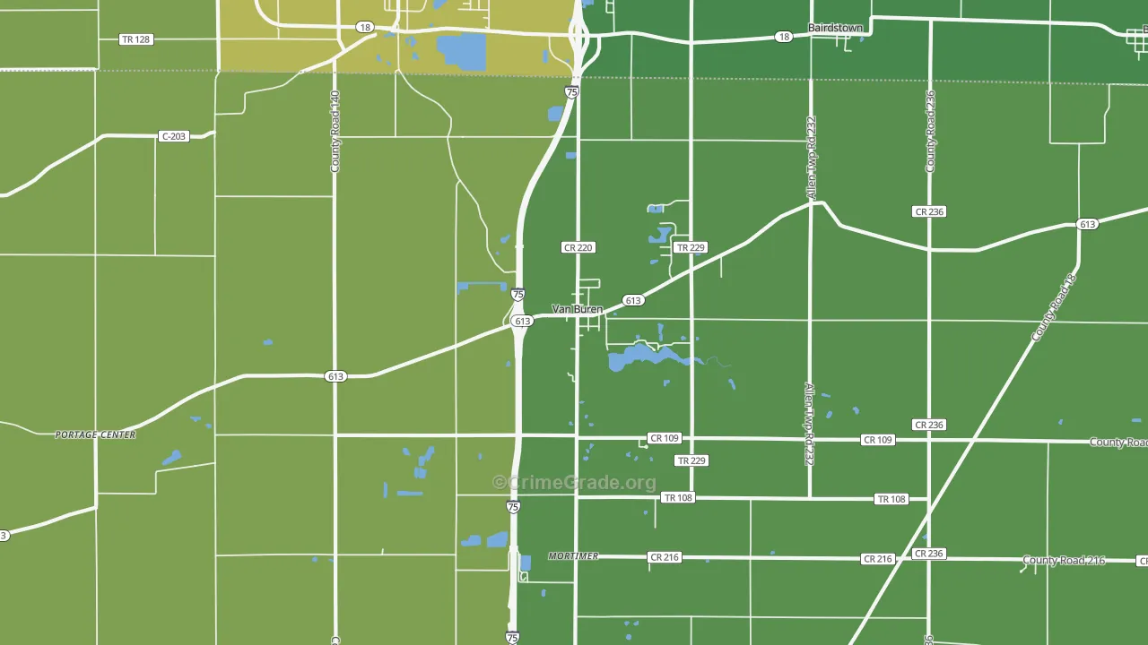 Van Buren, OH Map of Vandalism Rates