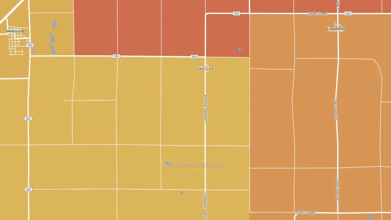 Van Cleve, IA Map of Vandalism Rates