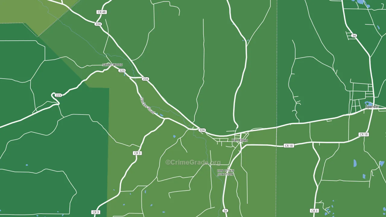 Van Etten, NY Map of Vandalism Rates