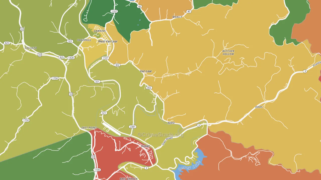 Van Lear, KY Map of Vandalism Rates
