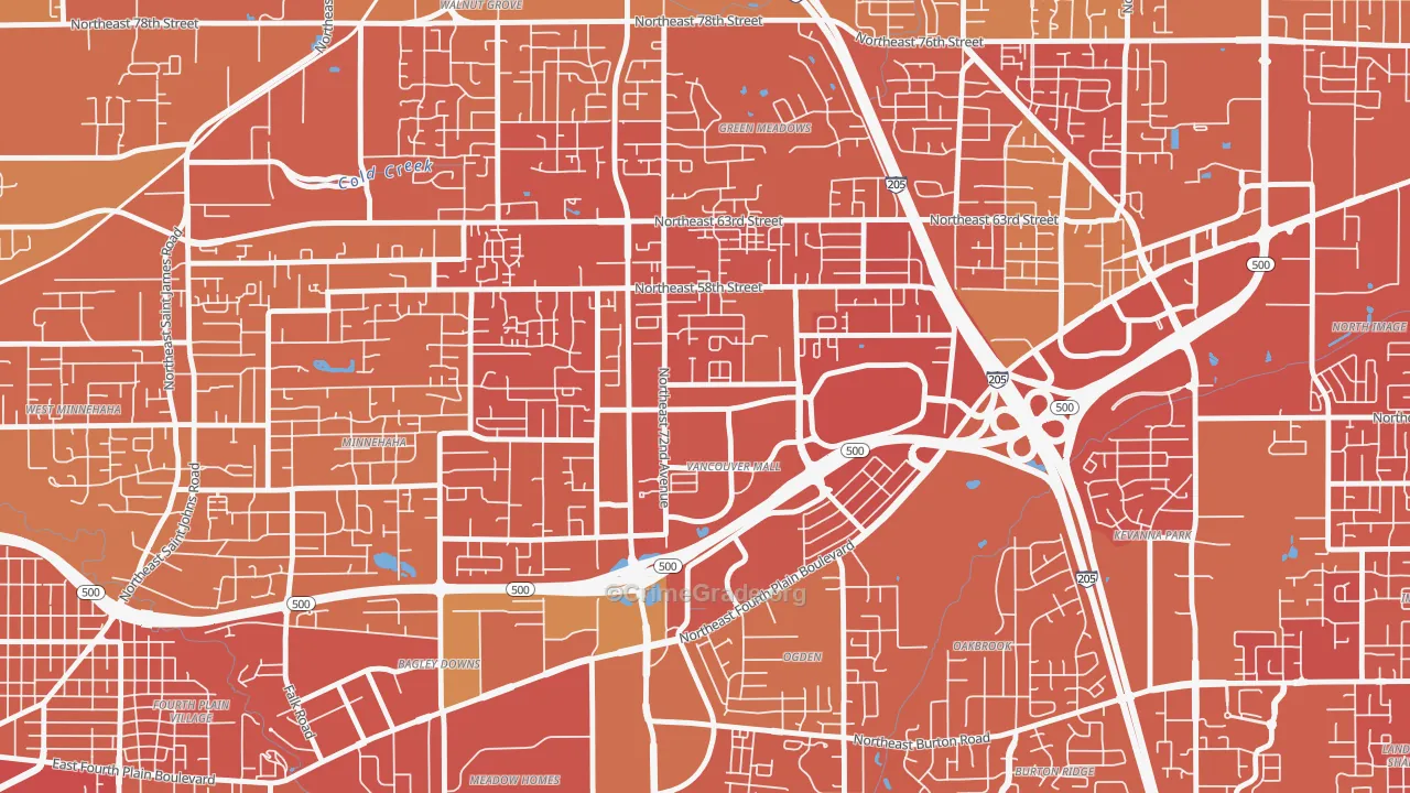 Van Mall, Vancouver, WA Map of Vandalism Rates