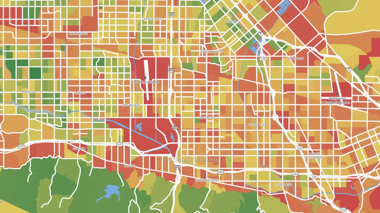 Van Nuys, CA Map of Vandalism Rates