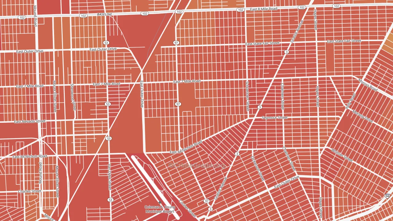 Van Steuban, Detroit, MI Map of Vandalism Rates
