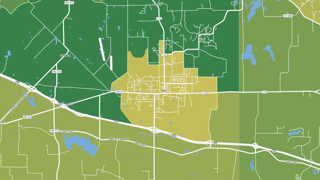 Van, TX Map of Vandalism Rates