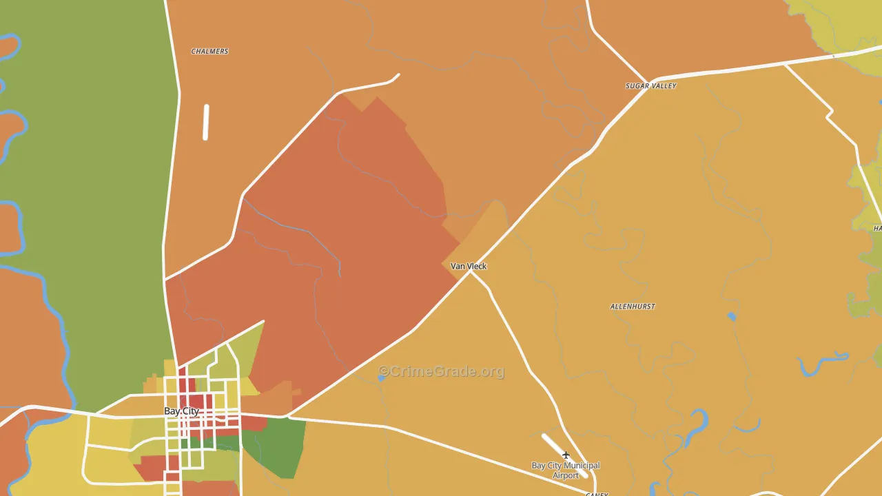 Van Vleck, TX Map of Vandalism Rates