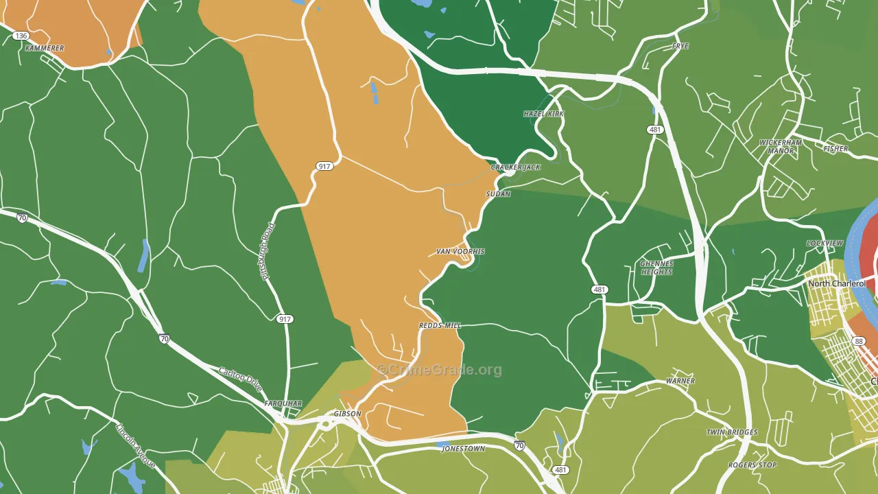 Van Voorhis, PA Map of Vandalism Rates
