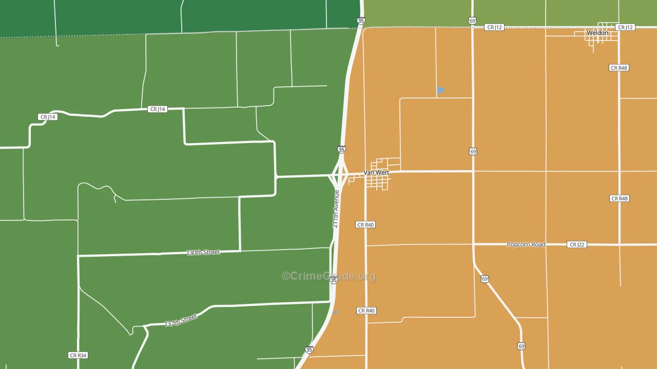 Van Wert, IA Map of Vandalism Rates