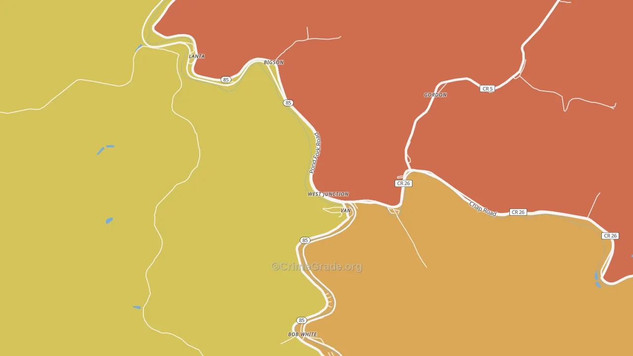 Van, WV Map of Vandalism Rates