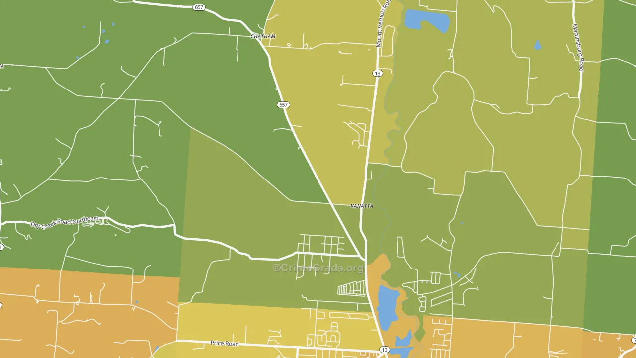 Vanatta, OH Map of Vandalism Rates