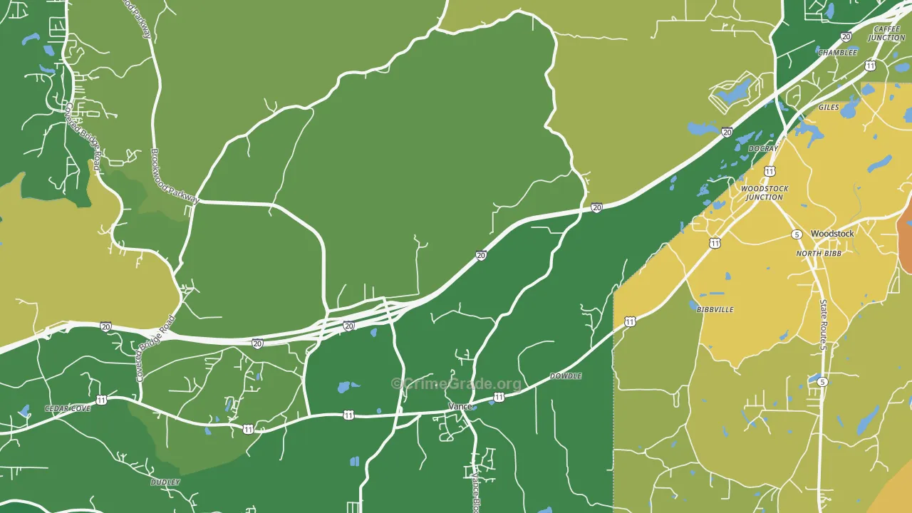 Vance, AL Map of Vandalism Rates