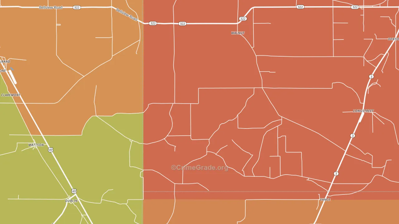 Vance, MS Map of Vandalism Rates