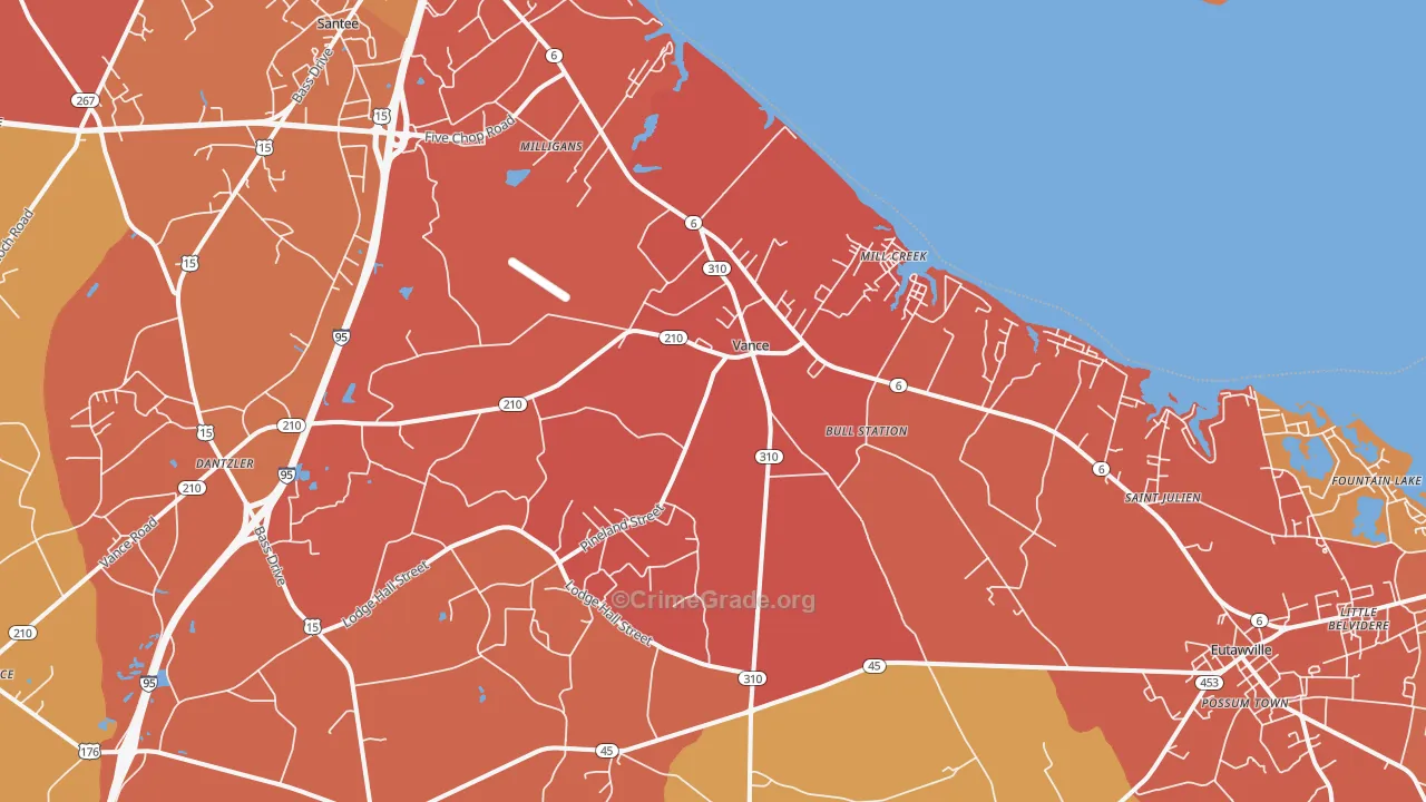 Vance, SC Map of Vandalism Rates