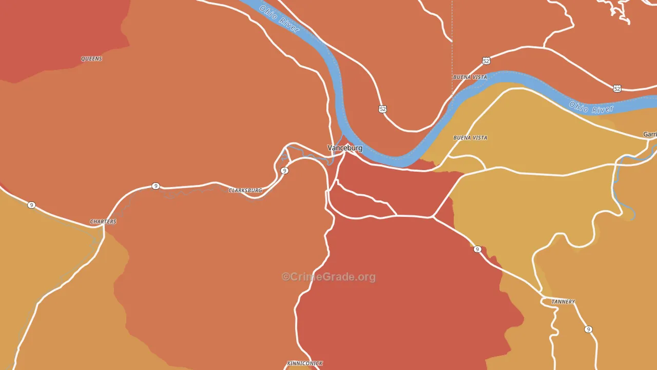Vanceburg, KY Map of Vandalism Rates