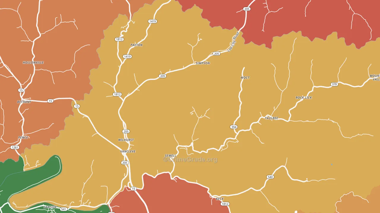 Vancleve, KY Map of Vandalism Rates