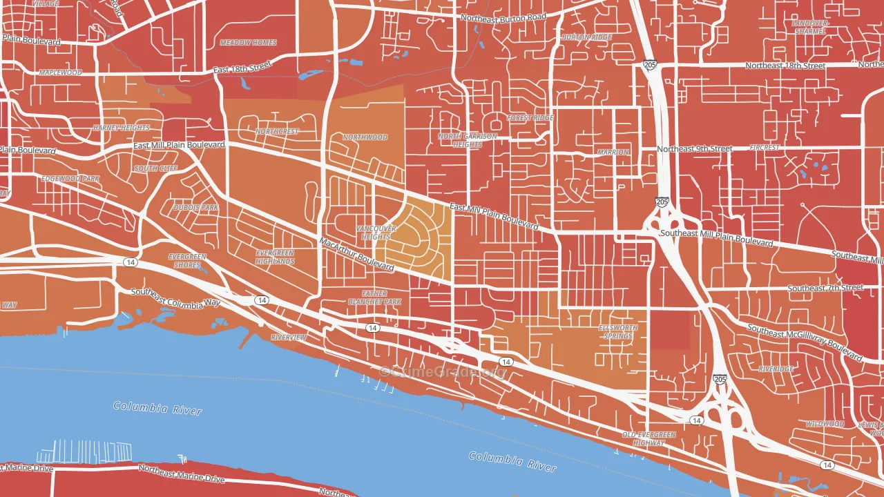 Vancouver Heights, Vancouver, WA Map of Vandalism Rates