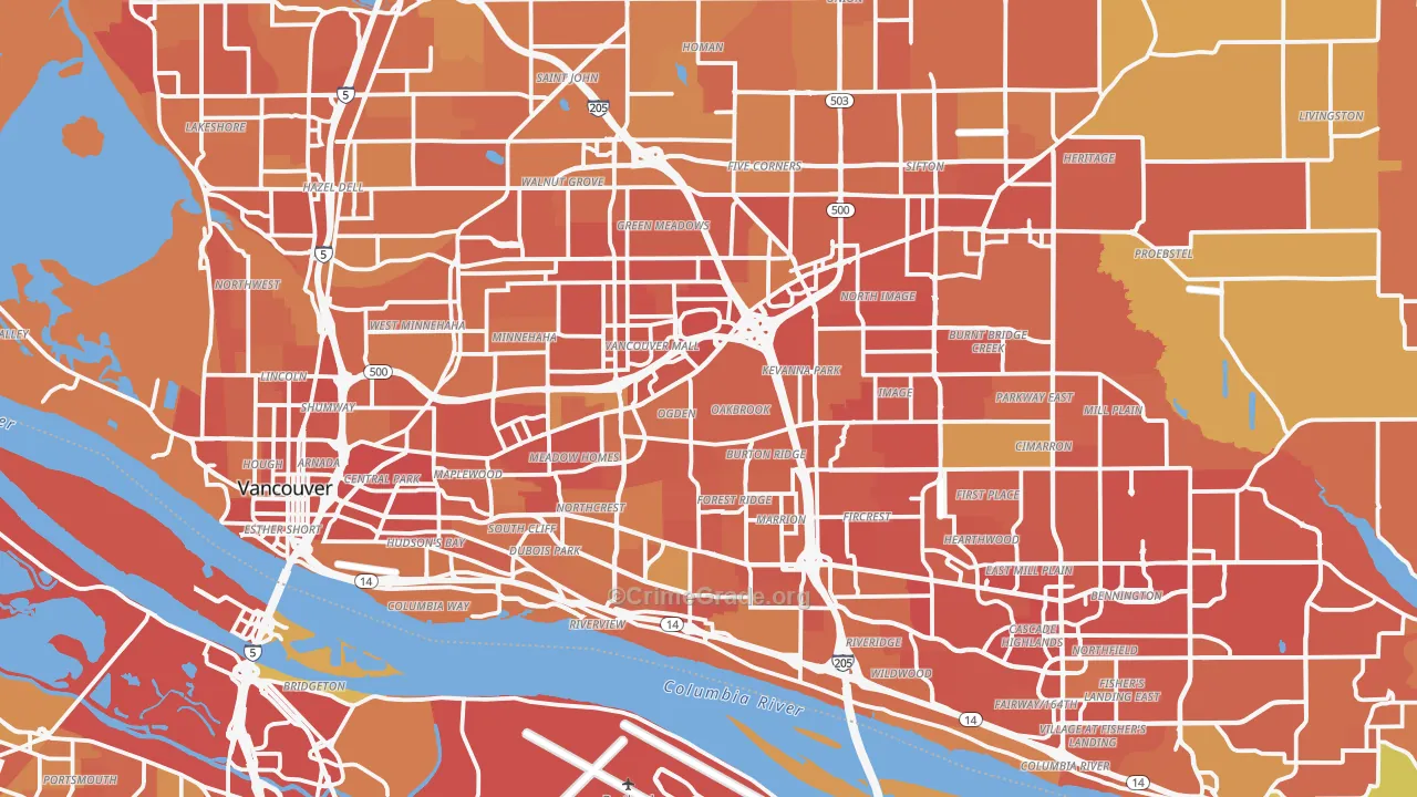 Vancouver, WA Map of Vandalism Rates