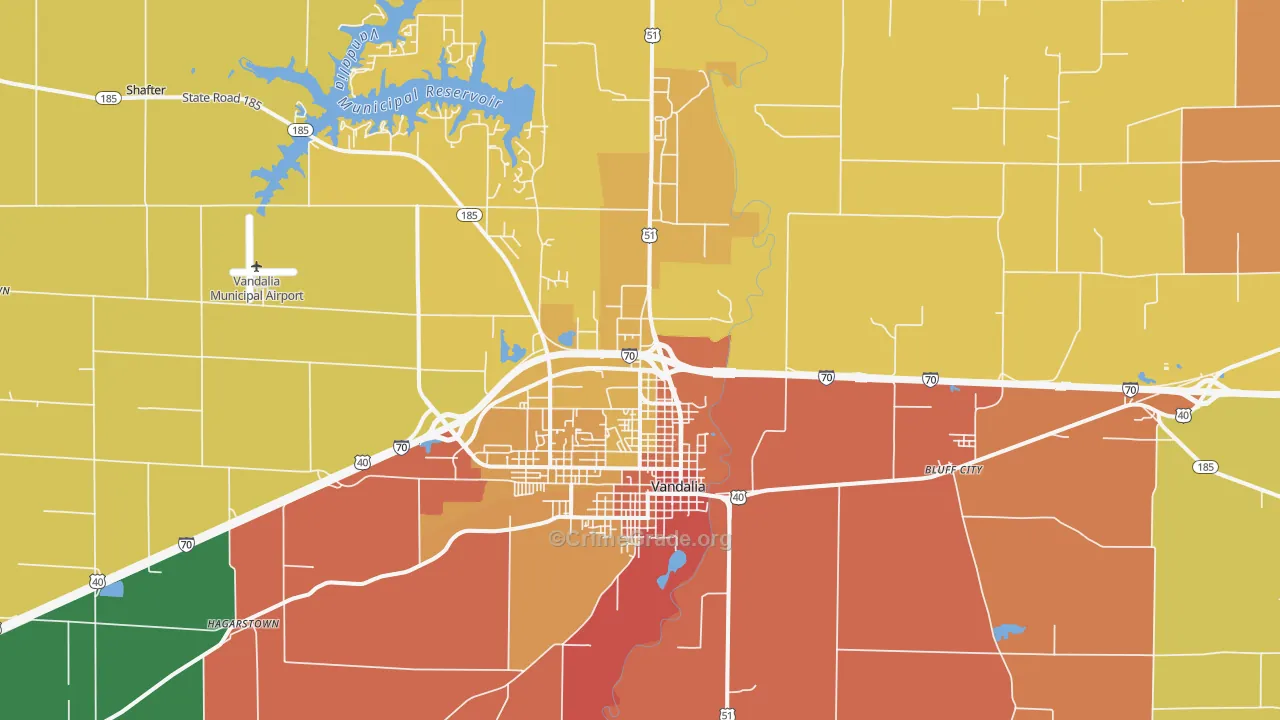 Vandalia, IL Map of Vandalism Rates