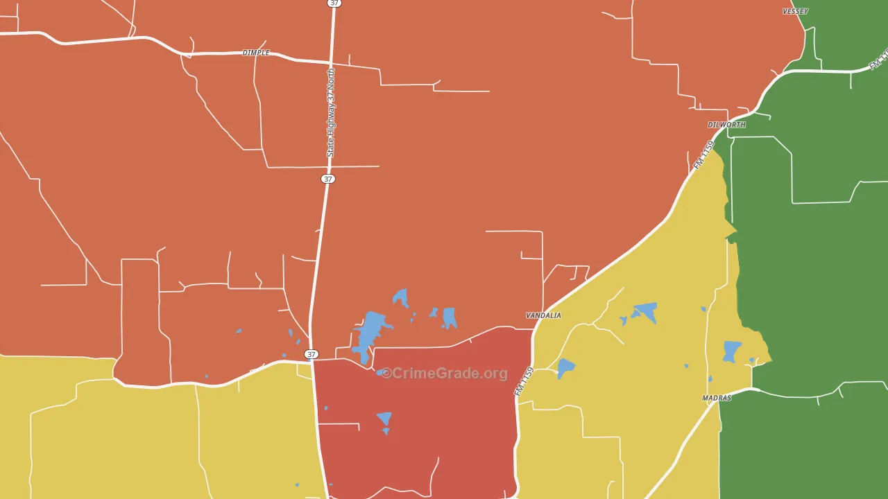 Vandalia, TX Map of Vandalism Rates