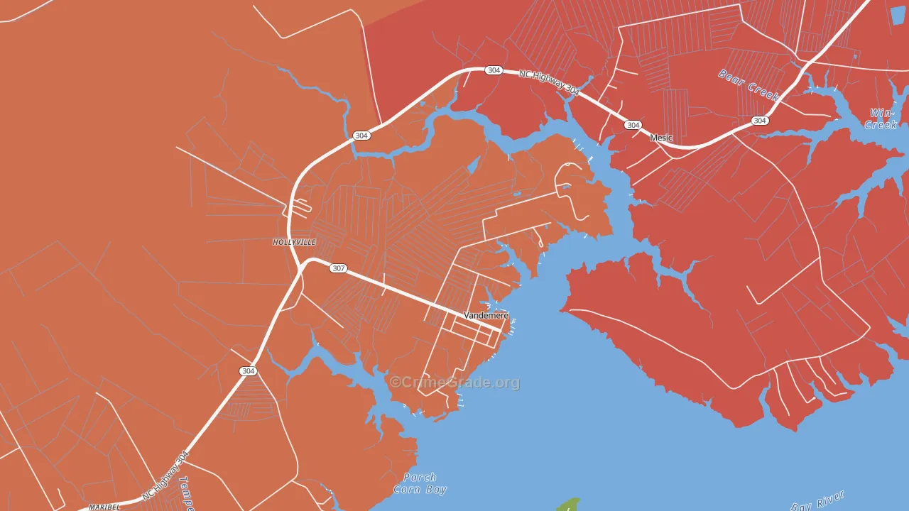 Vandemere, NC Map of Vandalism Rates