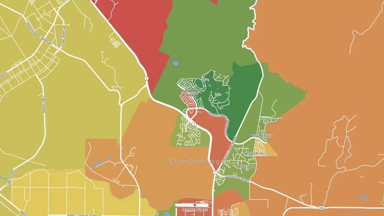 Vandenberg Village, CA Map of Vandalism Rates