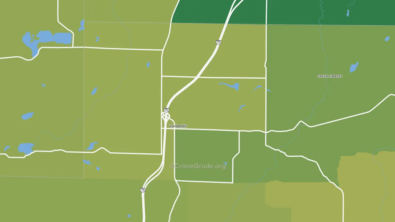 Vanderbilt, MI Map of Vandalism Rates