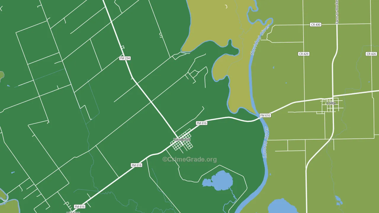 Vanderbilt, TX Map of Vandalism Rates