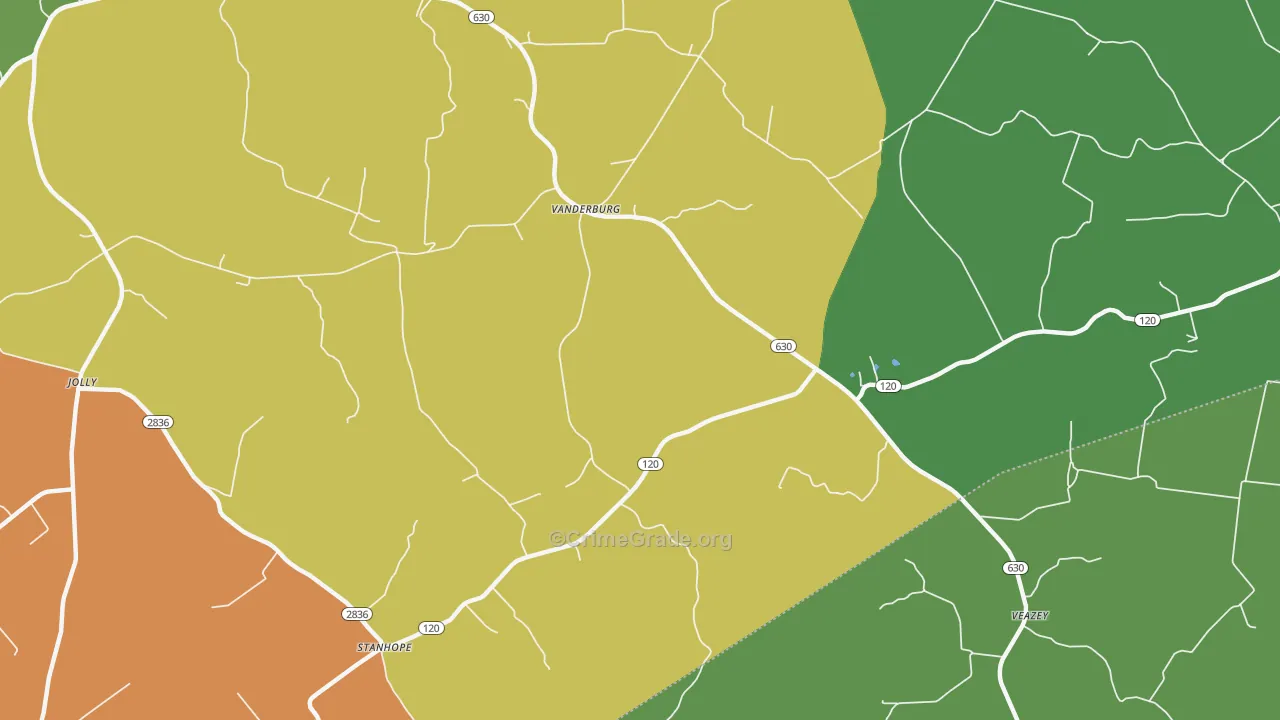 Vanderburg, KY Map of Vandalism Rates