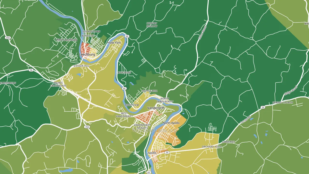 Vandergrift, PA Map of Vandalism Rates