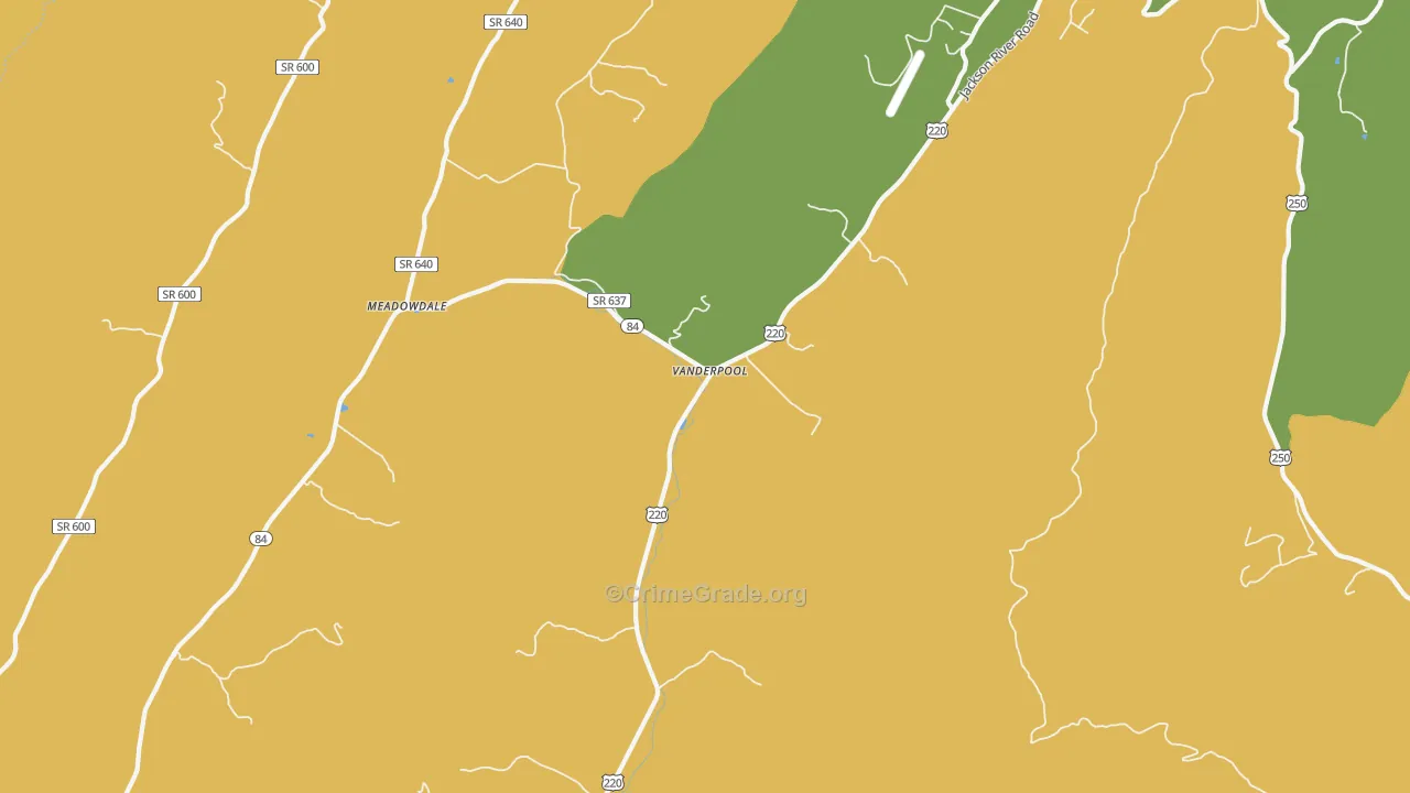 Vanderpool, VA Map of Vandalism Rates