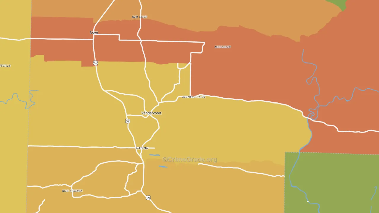 Vandervoort, AR Map of Vandalism Rates