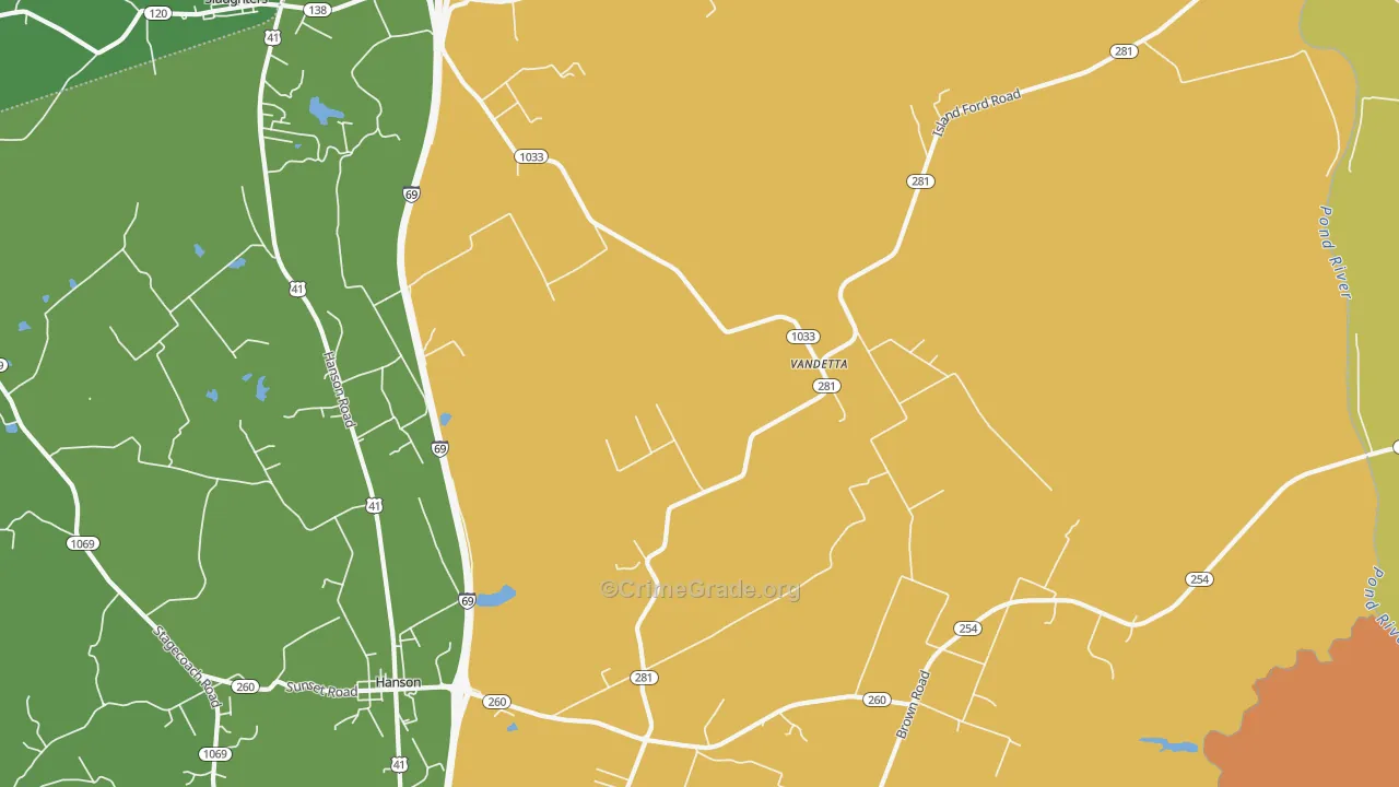 Vandetta, KY Map of Vandalism Rates