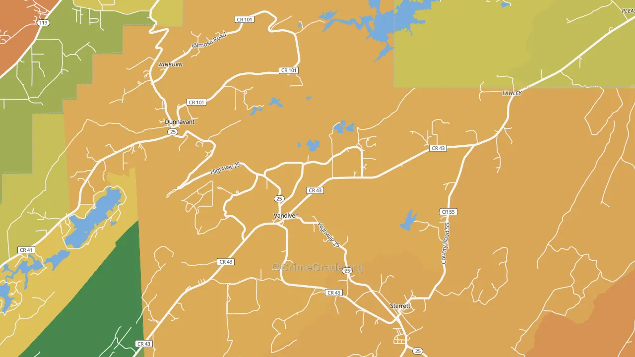 Vandiver, AL Map of Vandalism Rates