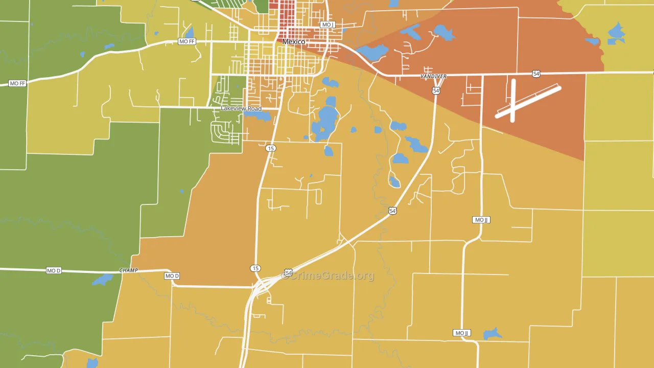 Vandiver, MO Map of Vandalism Rates