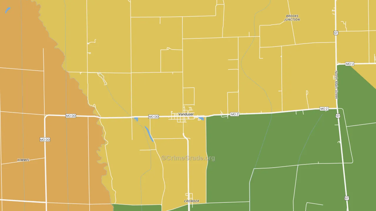 Vanduser, MO Map of Vandalism Rates