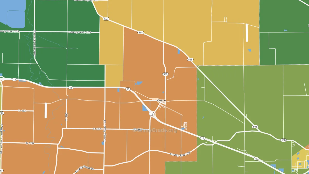 Vanlue, OH Map of Vandalism Rates