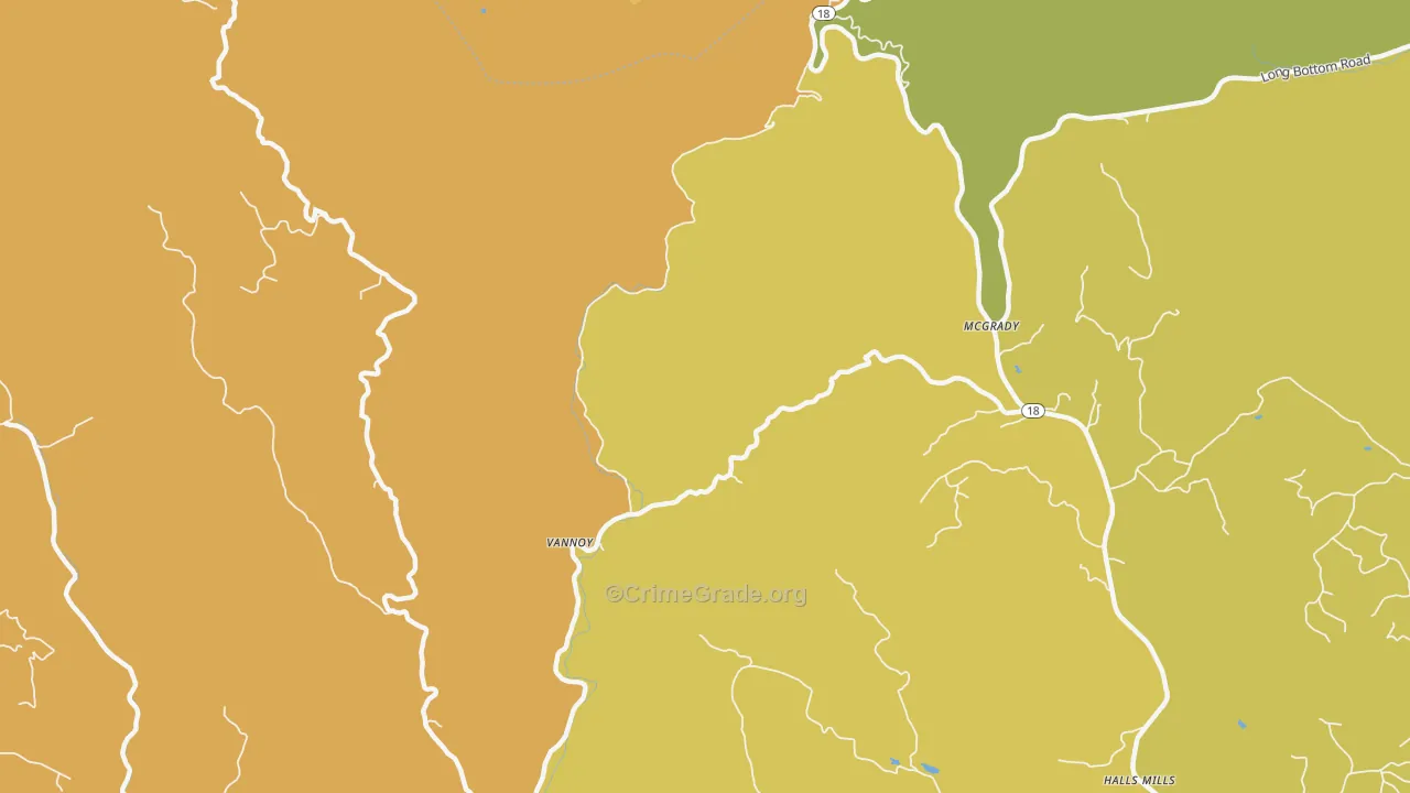 Vannoy, NC Map of Vandalism Rates