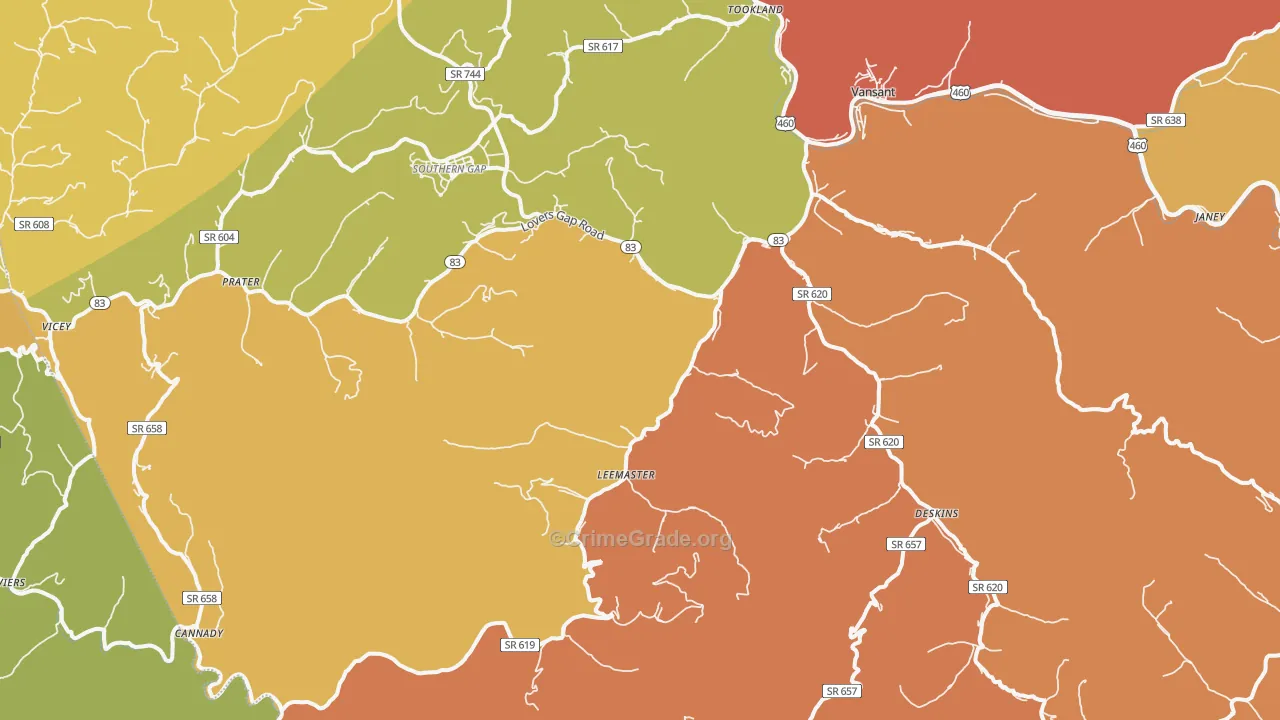 Vansant, VA Map of Vandalism Rates