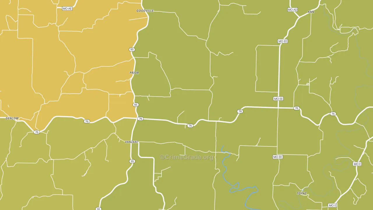 Vanzant, MO Map of Vandalism Rates