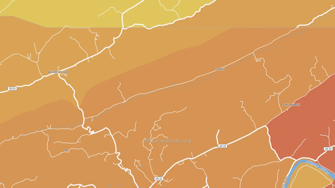 Vardy, TN Map of Vandalism Rates