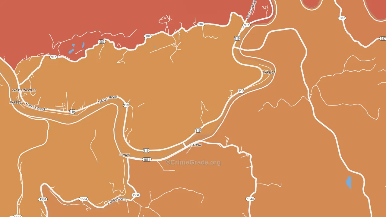 Varilla, KY Map of Vandalism Rates